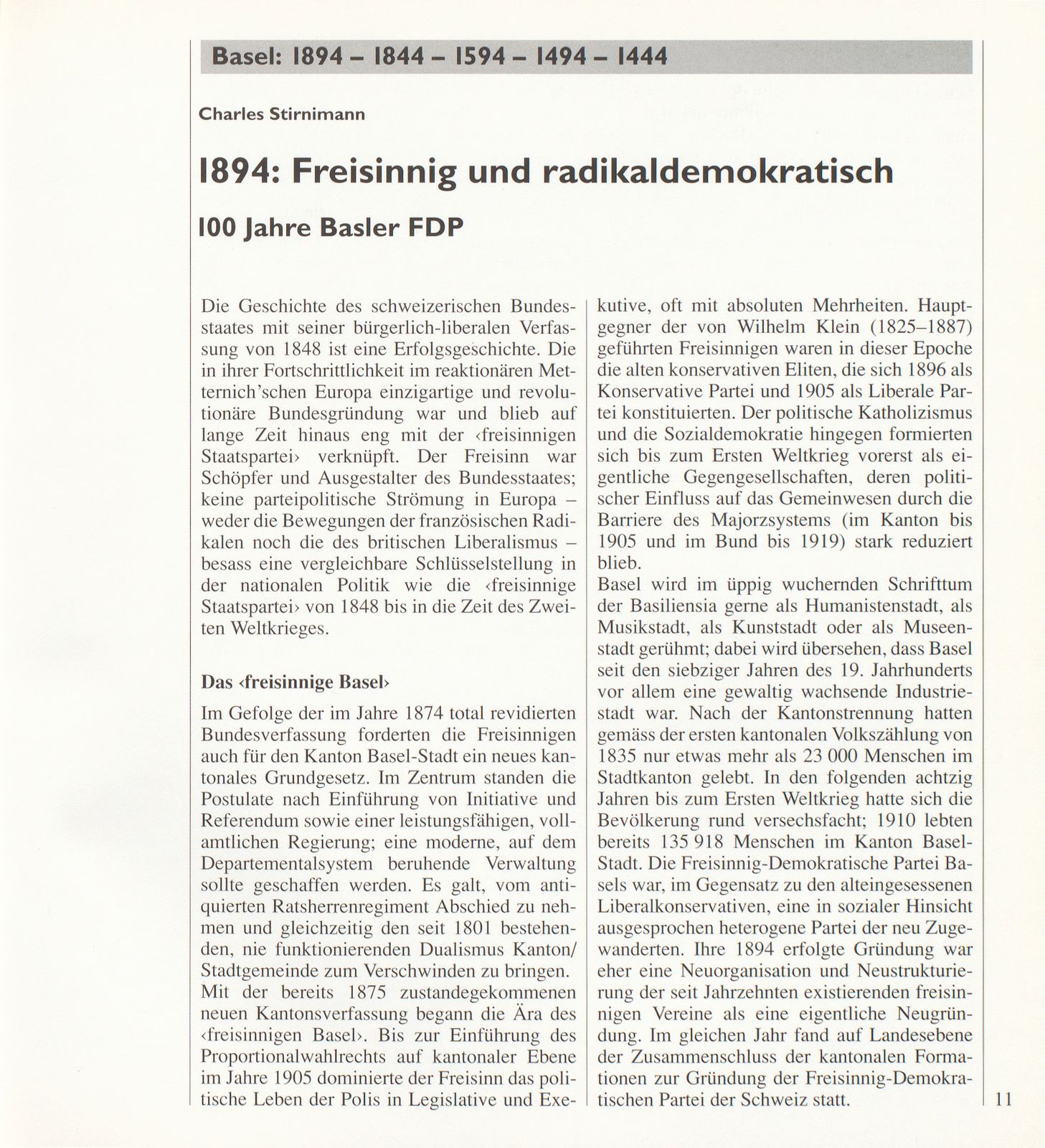 1894: Freisinnig und radikaldemokratisch – Seite 1