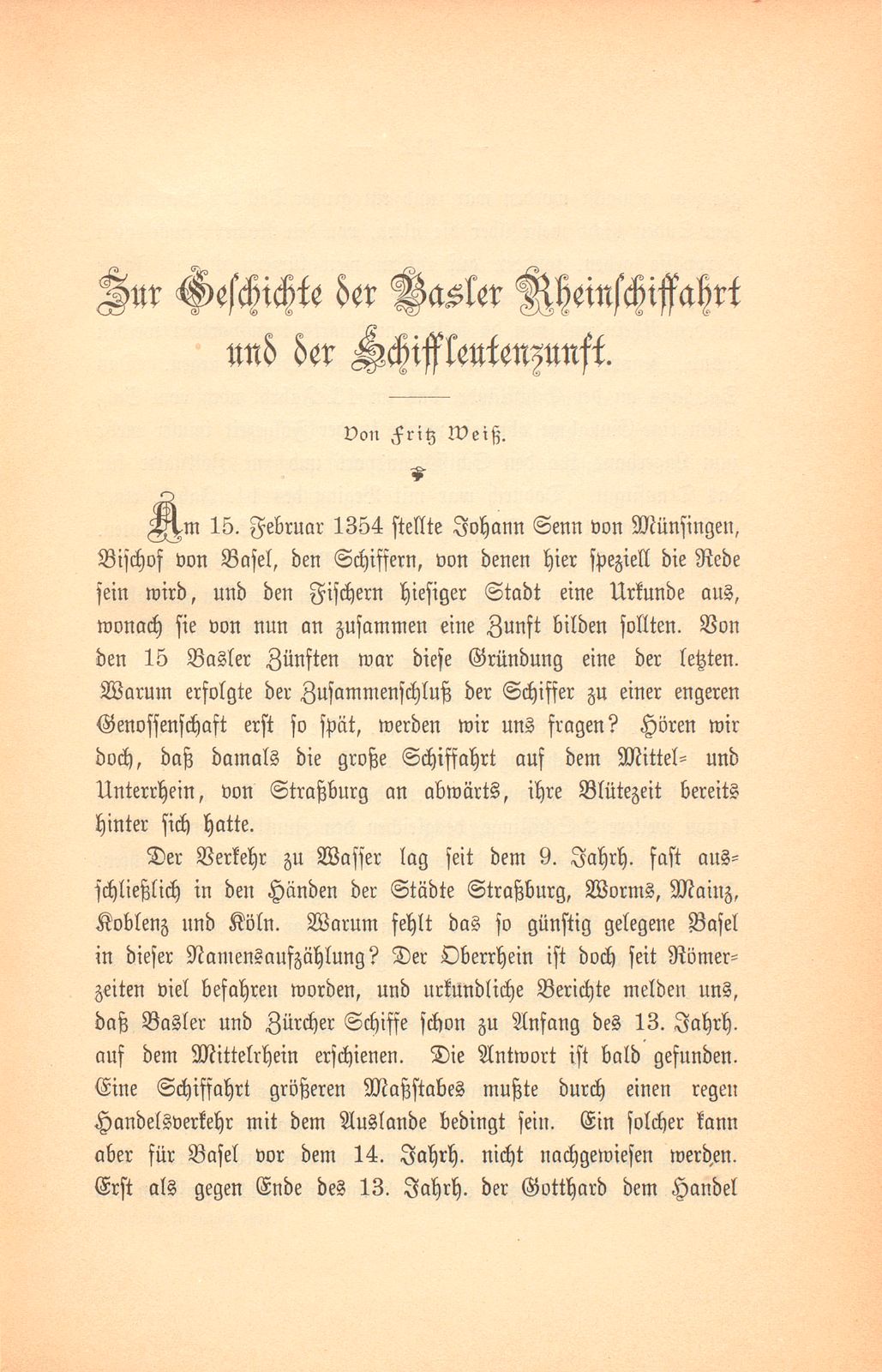 Zur Geschichte der Basler Rheinschiffahrt und der Schiffleutenzunft – Seite 1