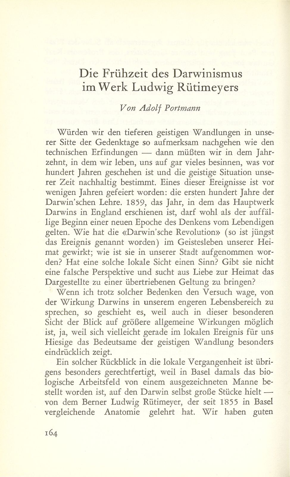 Die Frühzeit des Darwinismus im Werk Ludwig Rütimeyers – Seite 1