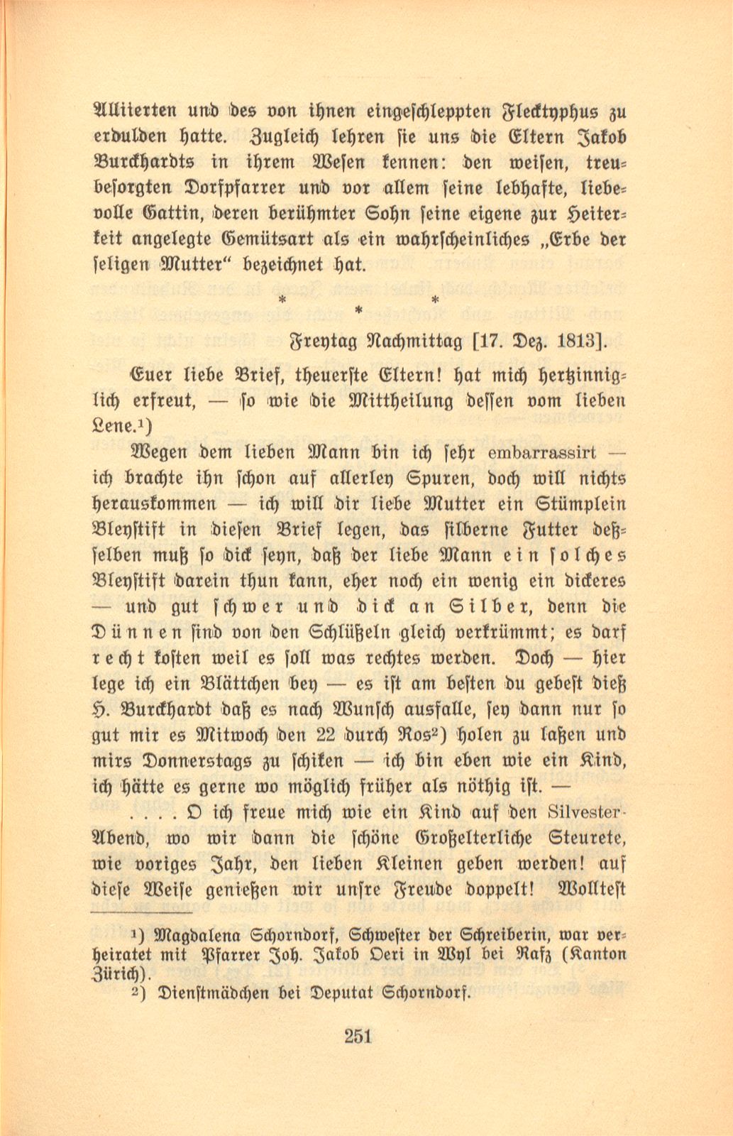 Hundertjährige Briefe einer Lausener Pfarrfrau [Susanna Maria Burckhardt-Schorndorf] – Seite 2