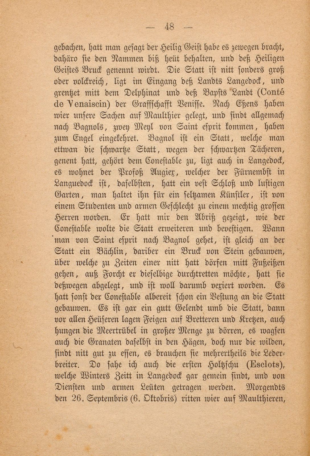 Beschreibung Thomä Platters Reyssen, die er von Basell auss in Franckreich gethan hatt anno 1595 – Seite 36