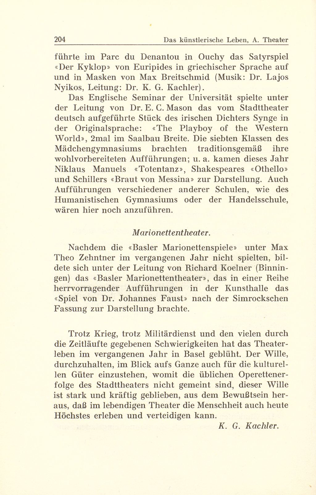 Das künstlerische Leben in Basel vom 1. Oktober 1943 bis 30. September 1944 – Seite 9