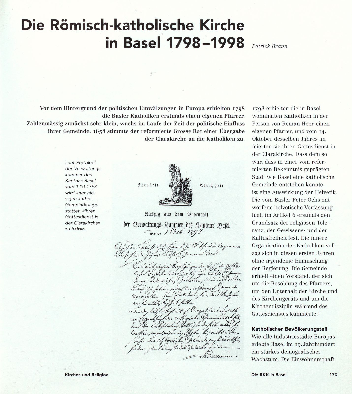 200 Jahre RKK. Römisch-katholische Kirche Basel-Stadt – Seite 1