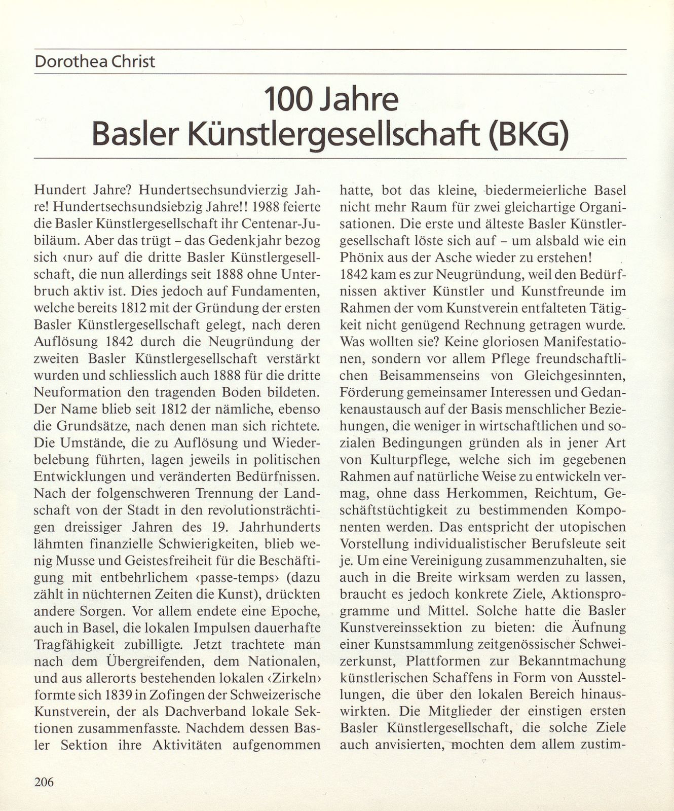 100 Jahre Basler Künstlergesellschaft (BKG) – Seite 1