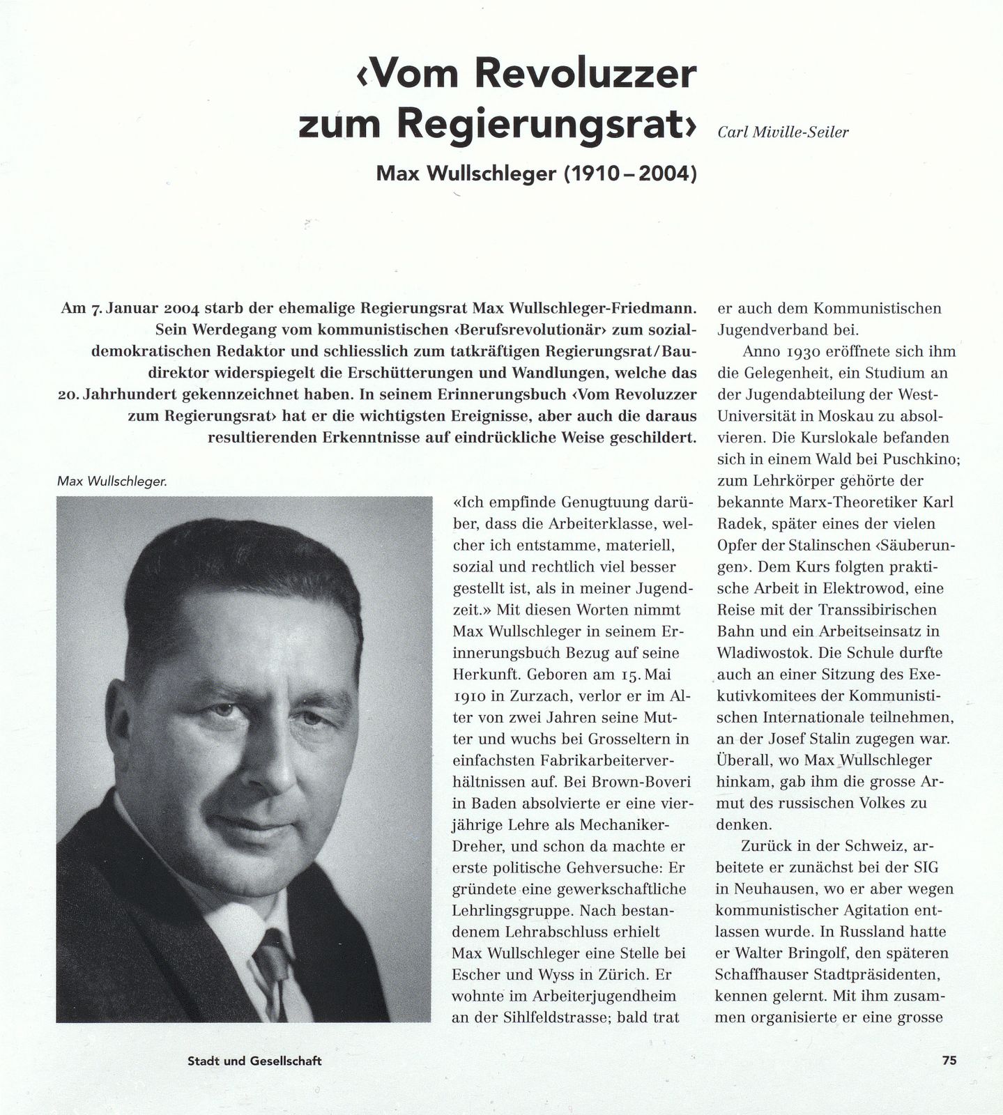 ‹Vom Revoluzzer zum Regierungsrat› – Seite 1