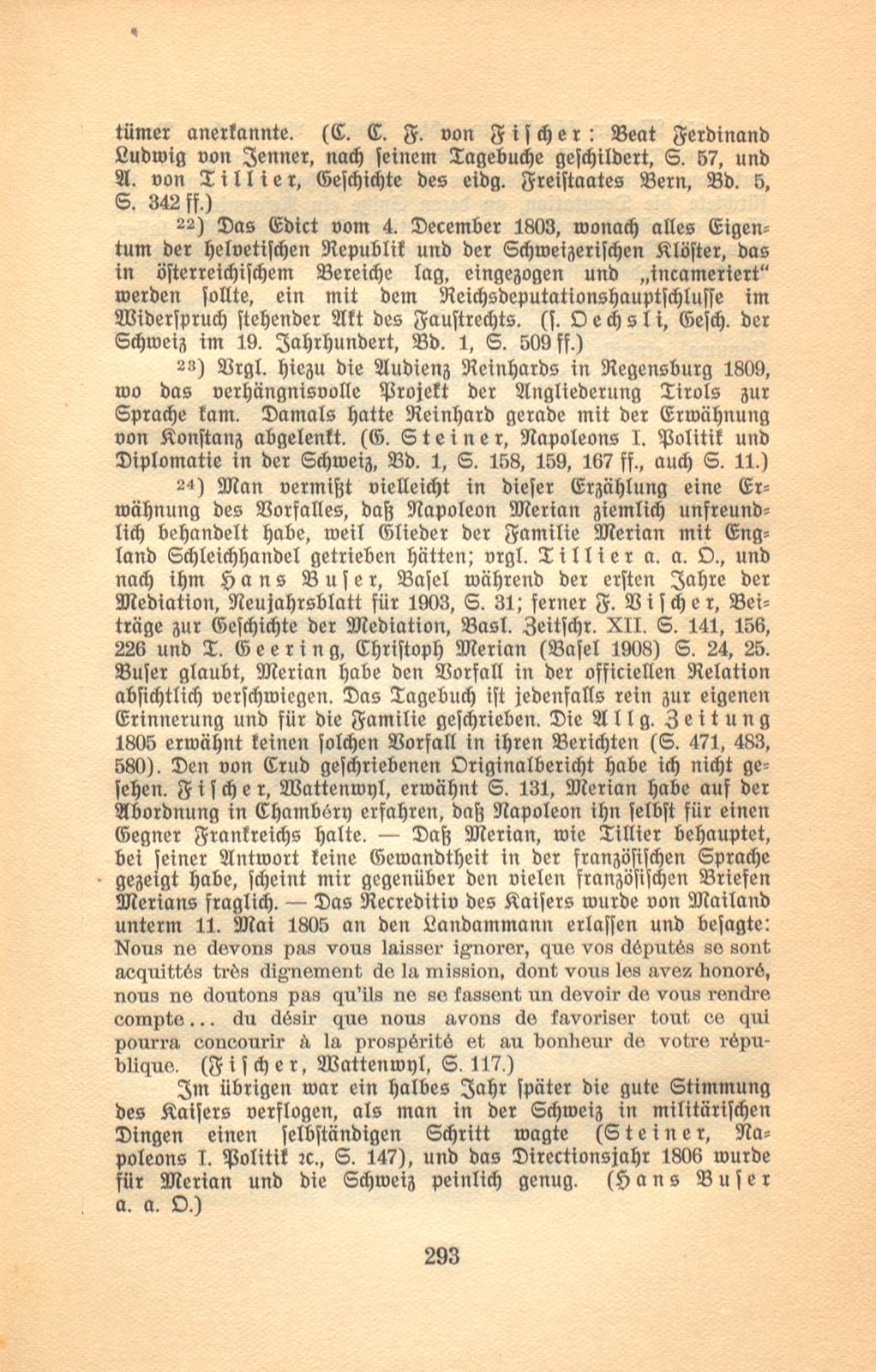 Bürgermeister Andreas Merians Reyssbeschreibung nach Chambéry zur Complimentierung des französischen Kaisers als König von Italien April 1805 – Seite 20