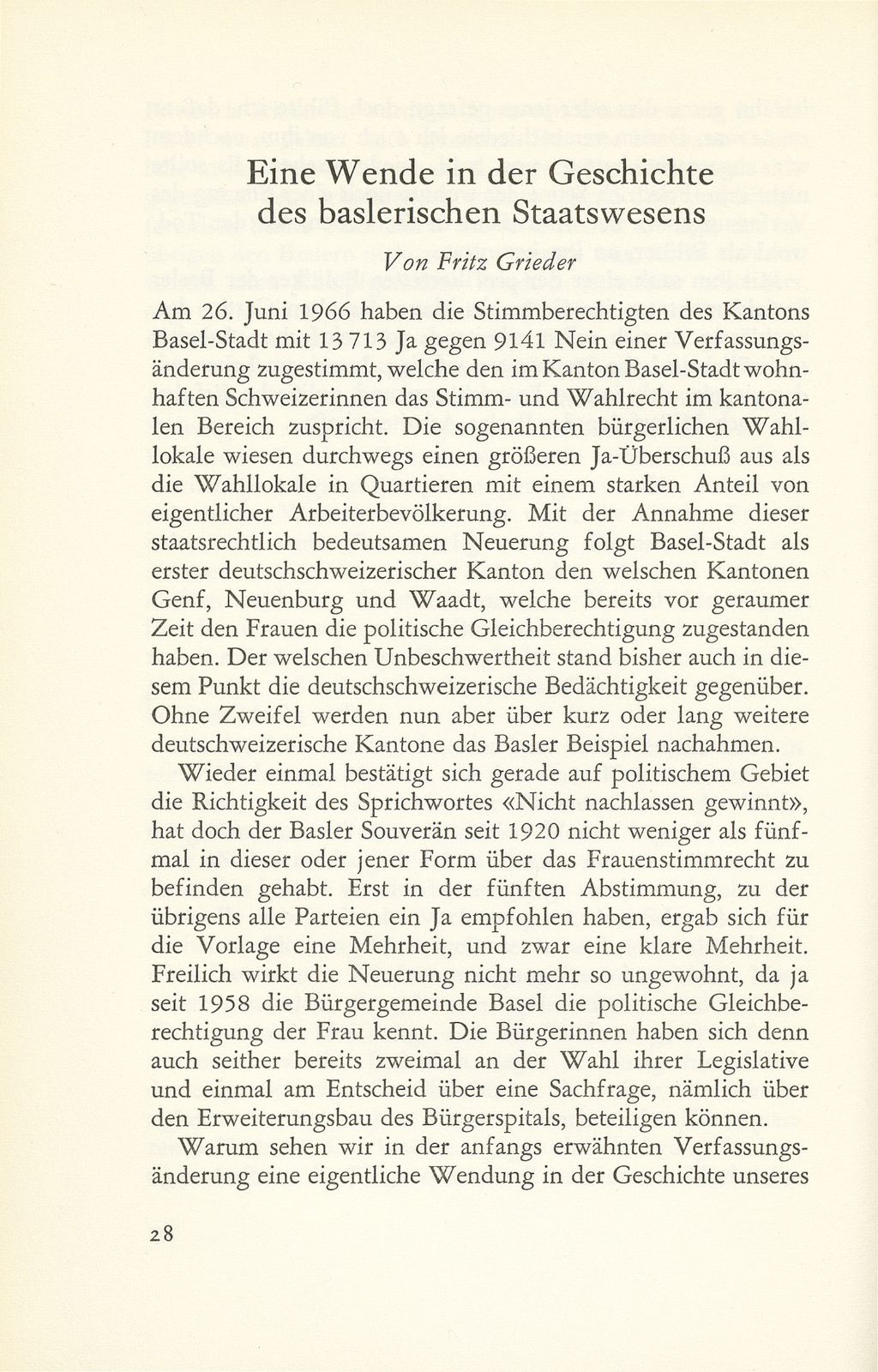 Eine Wende in der Geschichte des baslerischen Staatswesens [Frauenstimmrecht] – Seite 1