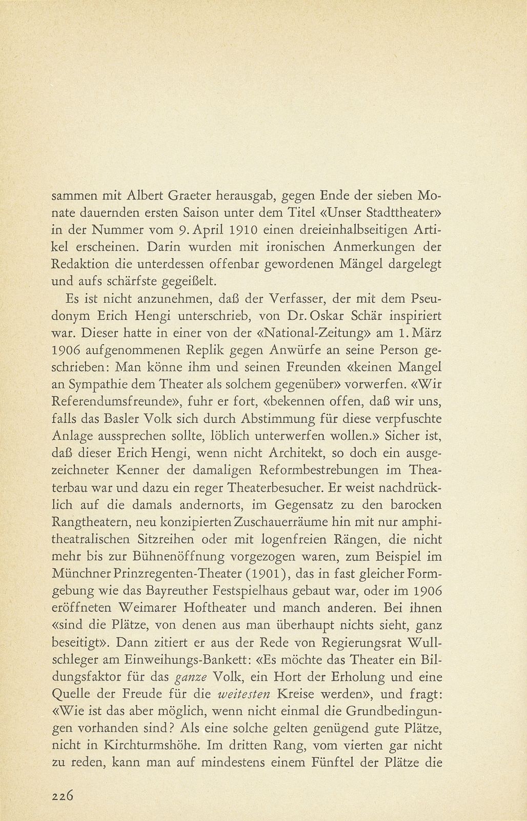 Aus der Baugeschichte des jetzigen Basler Stadttheaters. (Im Hinblick auf den im Entstehen begriffenen Neubau) – Seite 43