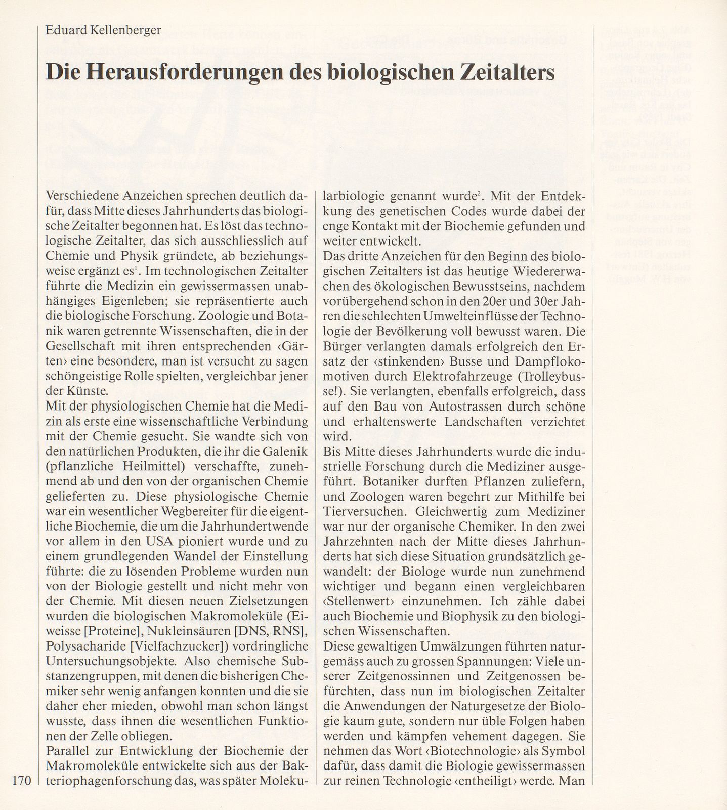 Die Herausforderungen des biologischen Zeitalters – Seite 1