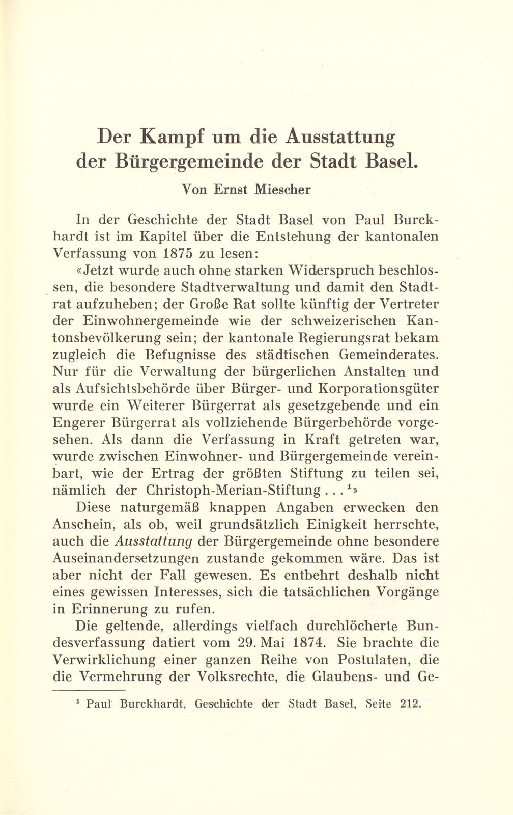 Der Kampf um die Ausstattung der Bürgergemeinde der Stadt Basel – Seite 1