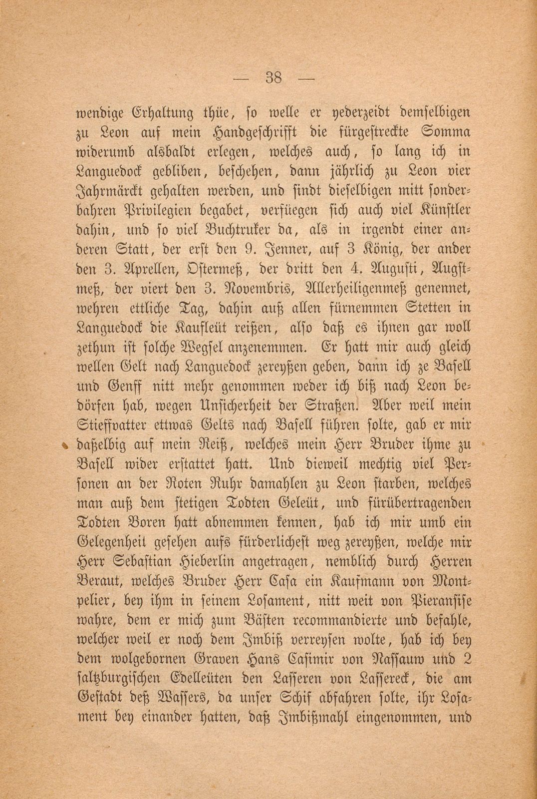 Beschreibung Thomä Platters Reyssen, die er von Basell auss in Franckreich gethan hatt anno 1595 – Seite 26