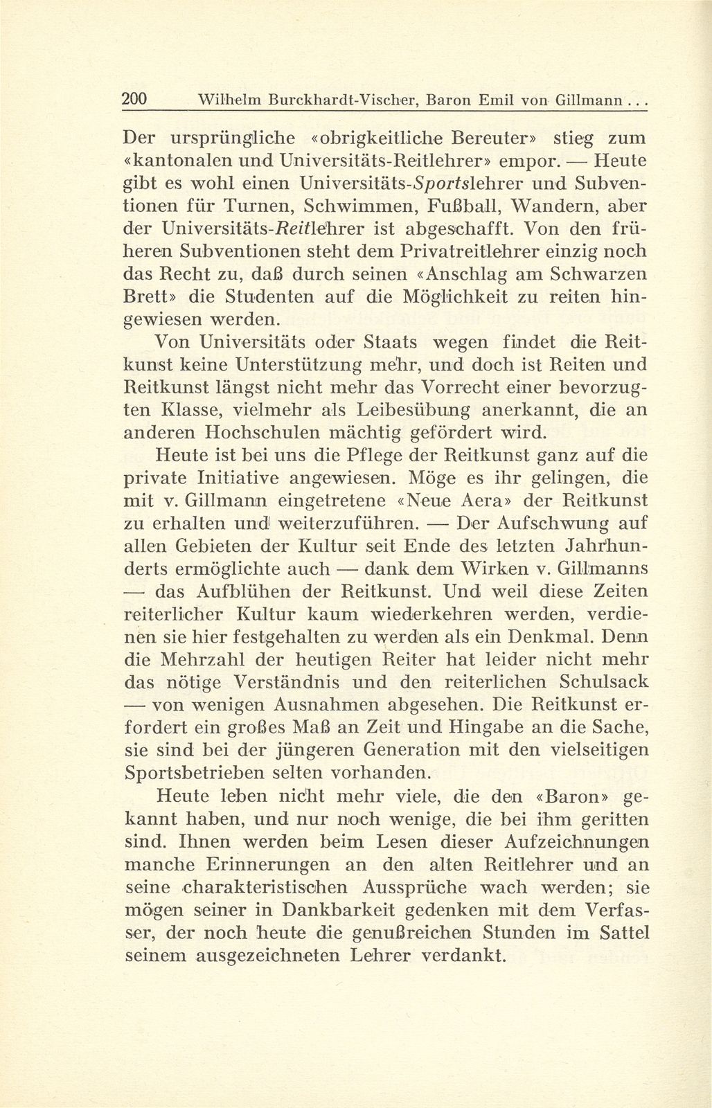 Baron Emil von Gillmann und die Entwicklung der Reitkunst in Basel – Seite 19