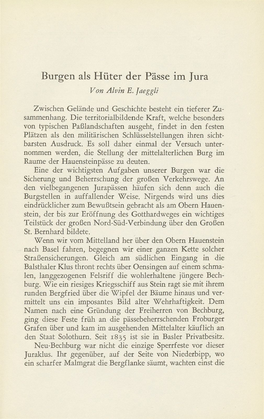 Burgen als Hüter der Pässe im Jura – Seite 1