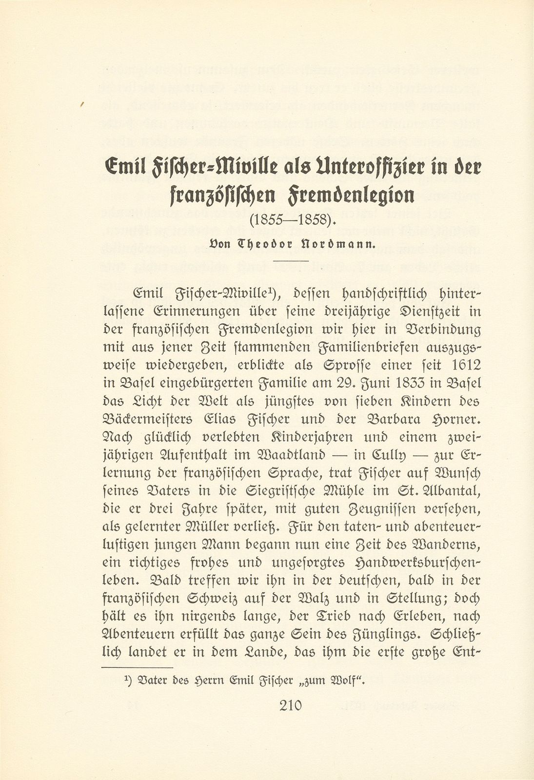 Emil Fischer-Miville als Unteroffizier in der französischen Fremdenlegion (1855-1858) – Seite 1