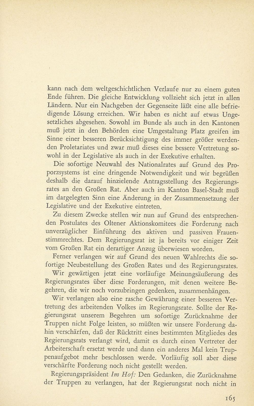 Aus den Protokollen des Basler Regierungsrates zum Landesstreik 1918 – Seite 24