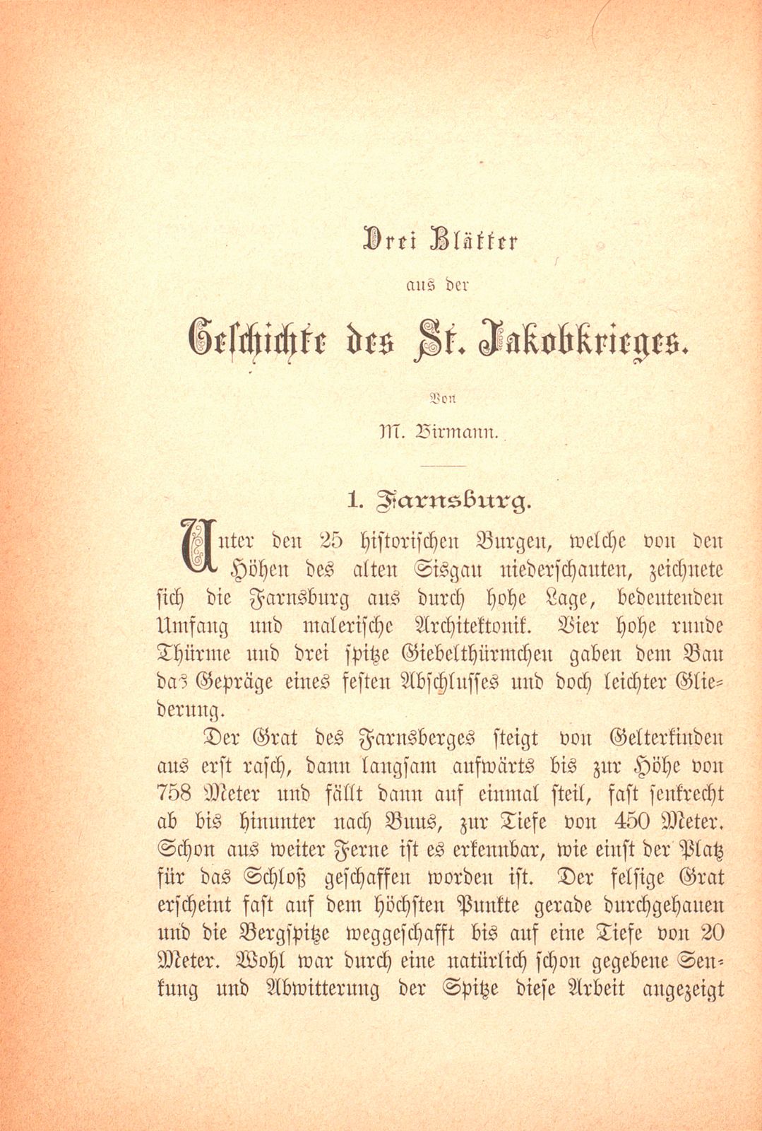 Drei Blätter aus der Geschichte des St. Jakobkrieges – Seite 1