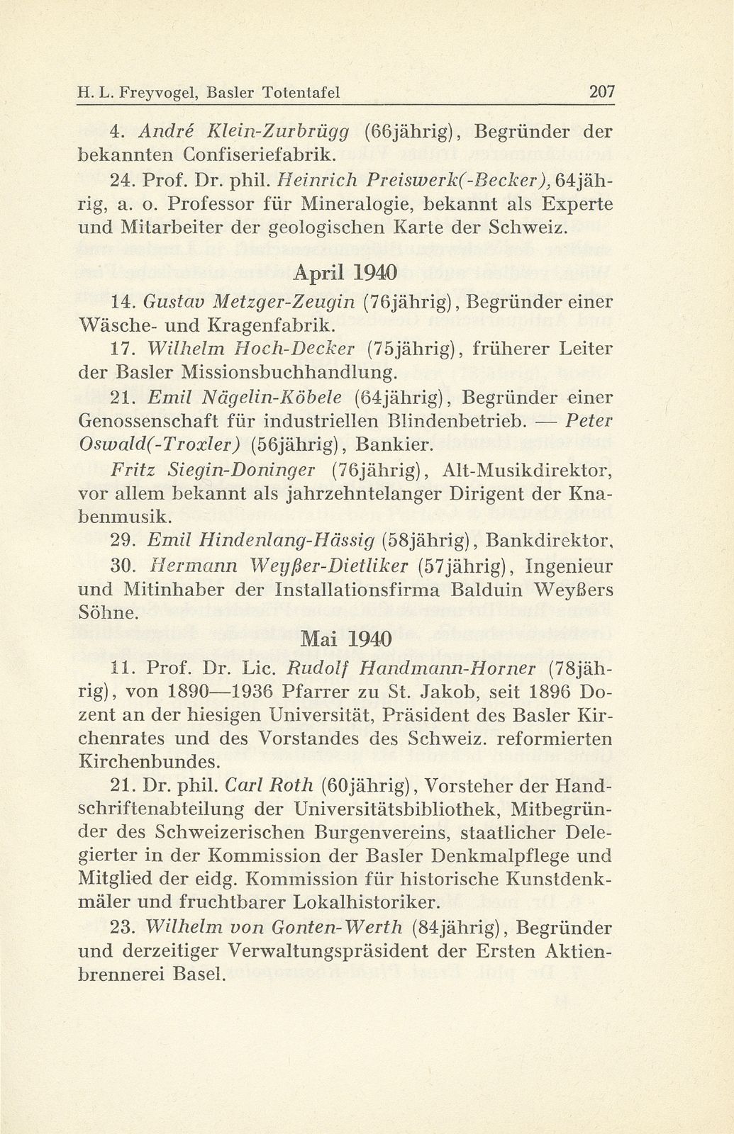 Basler Totentafel vom 1. Oktober 1939 bis 31. September 1940 – Seite 3