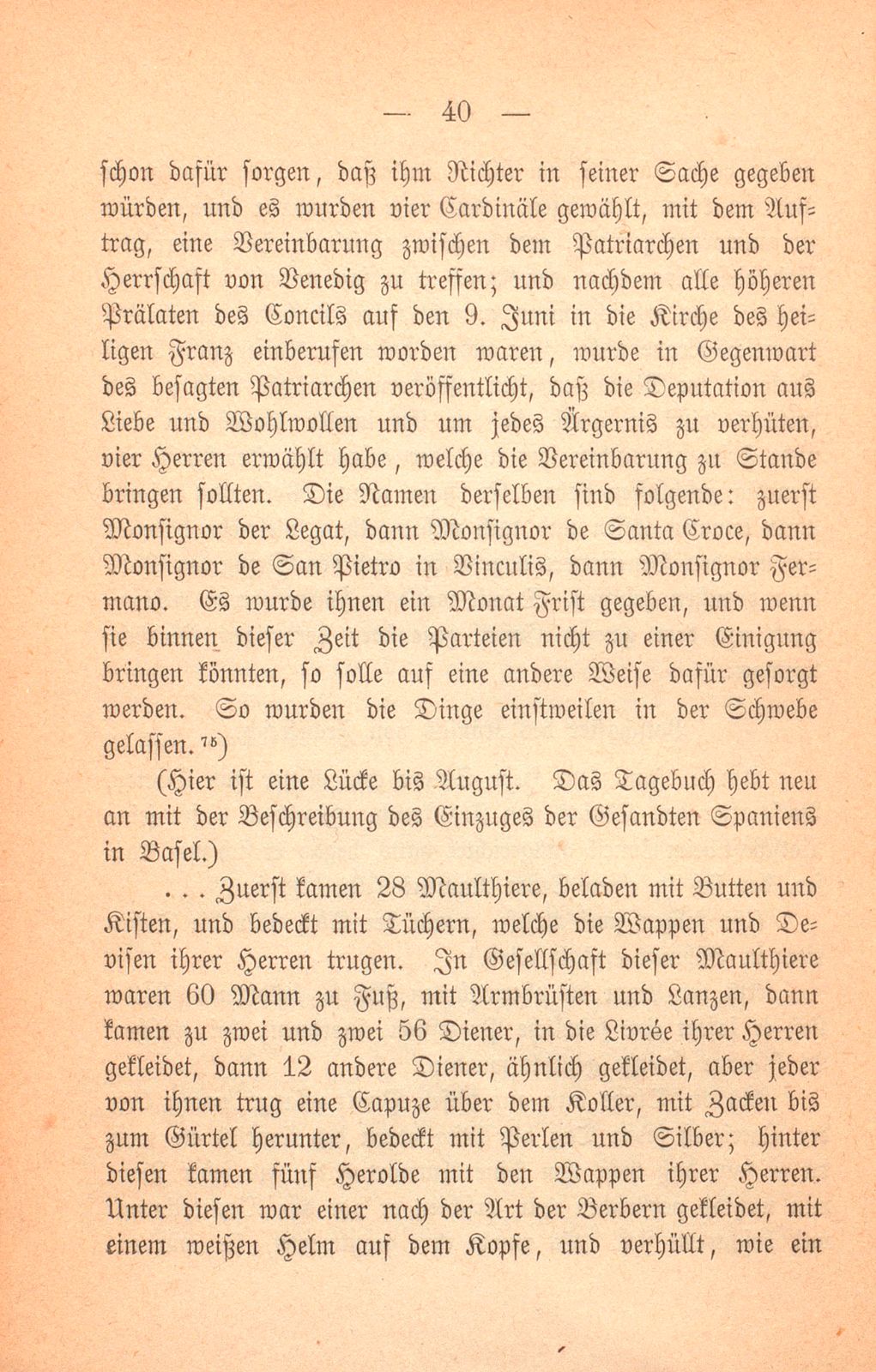 Andrea Gattaro von Padua, Tagebuch der Venetianischen Gesandten beim Concil zu Basel. (1433-1435.) – Seite 40