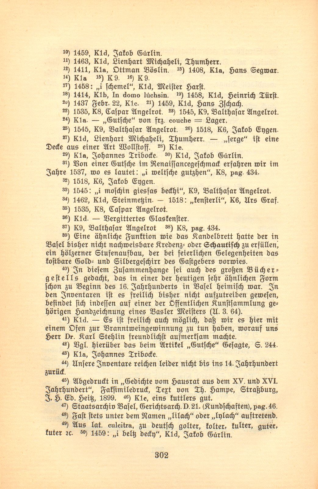 Der Basler Hausrat im Zeitalter der Spätgotik. (An Hand der schriftlichen Überlieferung.) – Seite 62