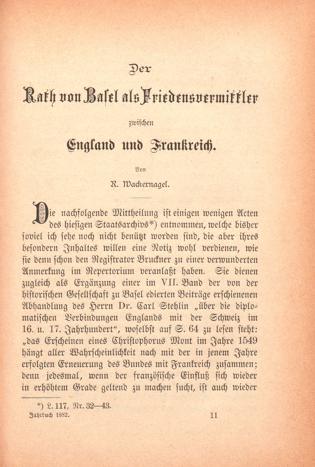 Der Rath von Basel als Friedensvermittler zwischen England und Frankreich – Seite 1