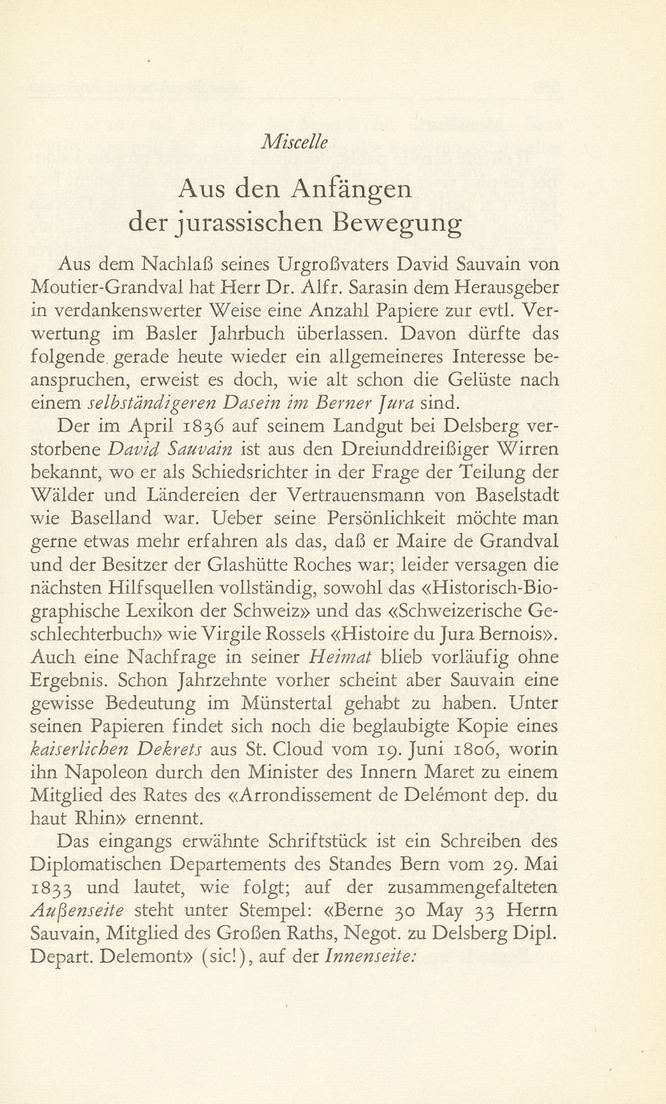 Aus den Anfängen der jurassischen Bewegung – Seite 1