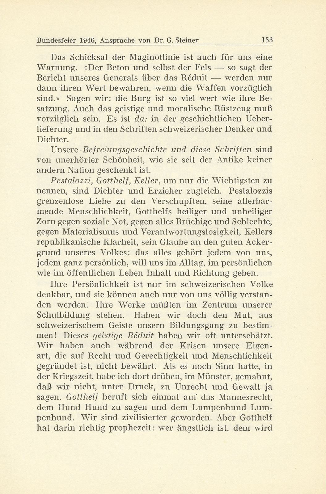 Zur Zeitgeschichte. Offizielle Bundesfeier auf dem Münsterplatz am 1. August 1946 [Ansprache] – Seite 5