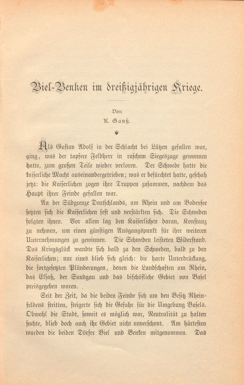 Biel-Benken im dreissigjährigen Kriege – Seite 1