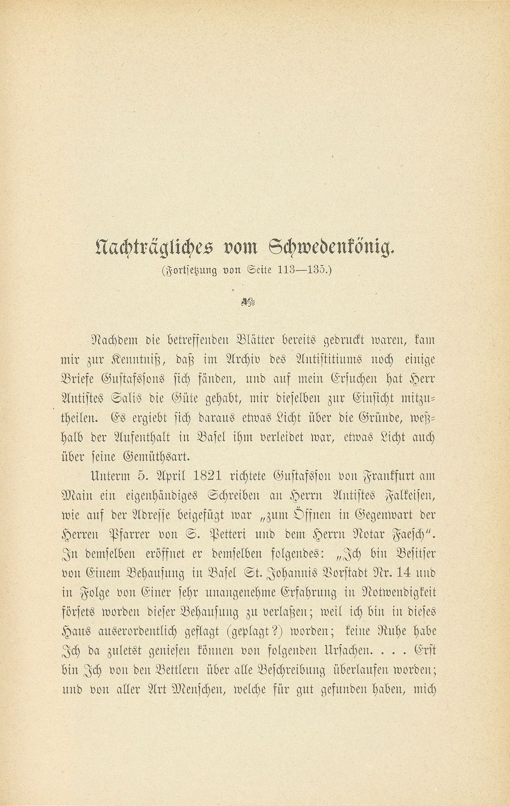 Nachträgliches vom Schwedenkönig – Seite 1