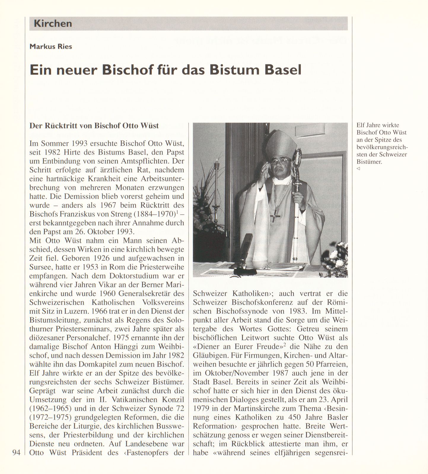 Ein neuer Bischof für das Bistum Basel – Seite 1