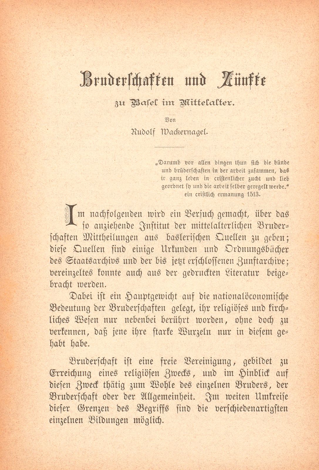 Bruderschaften und Zünfte zu Basel im Mittelalter – Seite 1