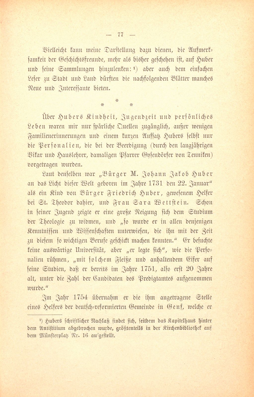 M. Johann Jakob Huber, weil. Pfarrer und Dekan in Sissach und seine Sammlungen zur Geschichte der Stadt und Landschaft Basel – Seite 3