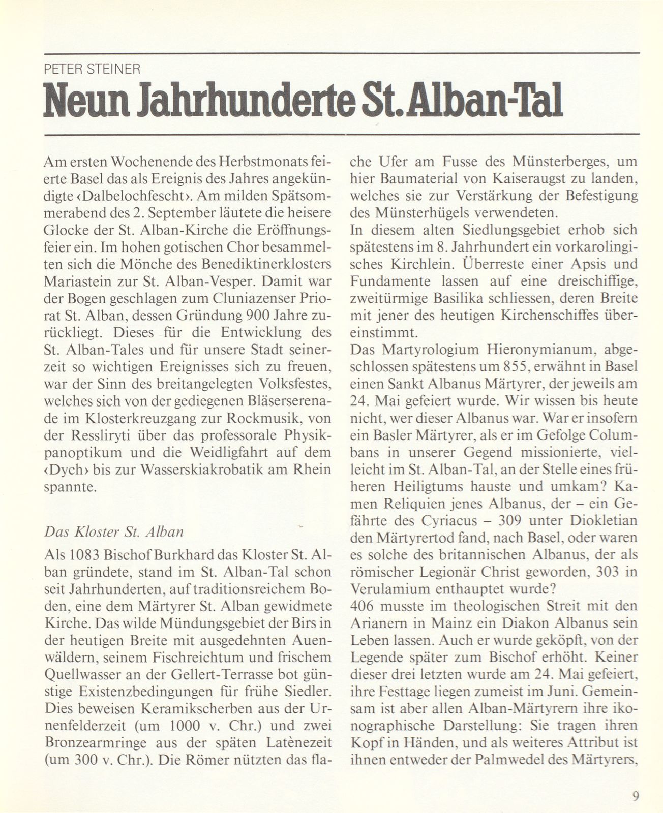 Neun Jahrhunderte St. Alban-Tal – Seite 1