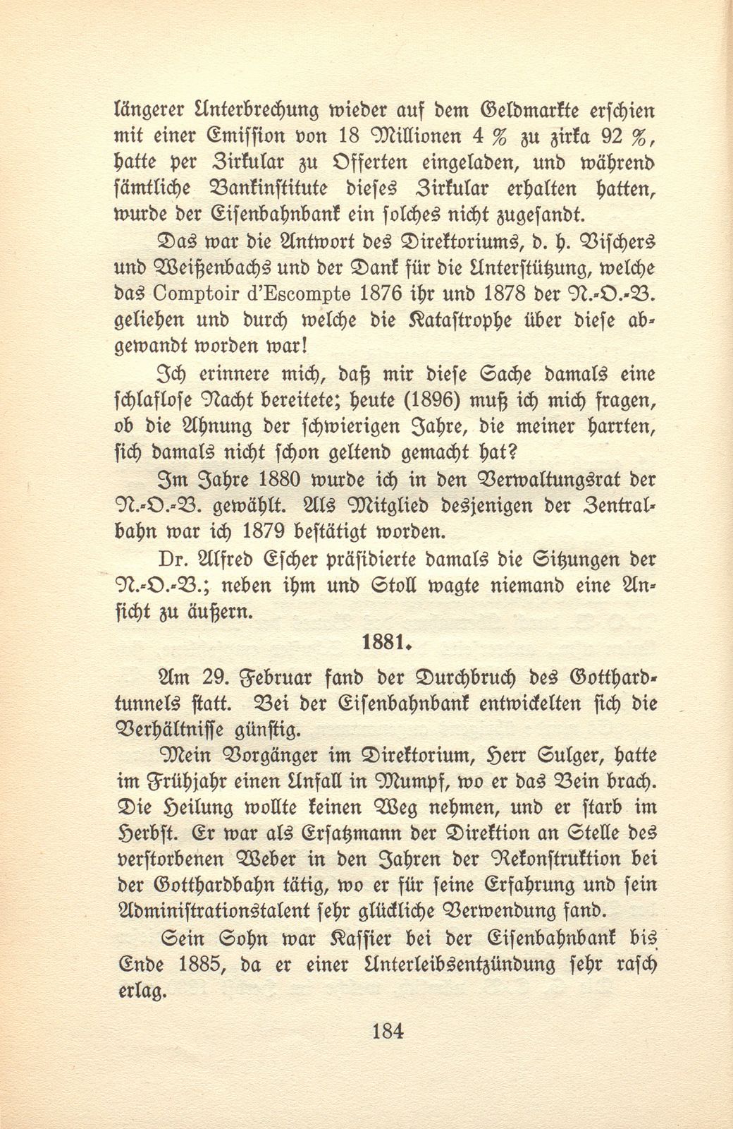 Von den Schweizer Bahnen und Banken in der kritischen Zeit der 1870er und der 1880er Jahre – Seite 40