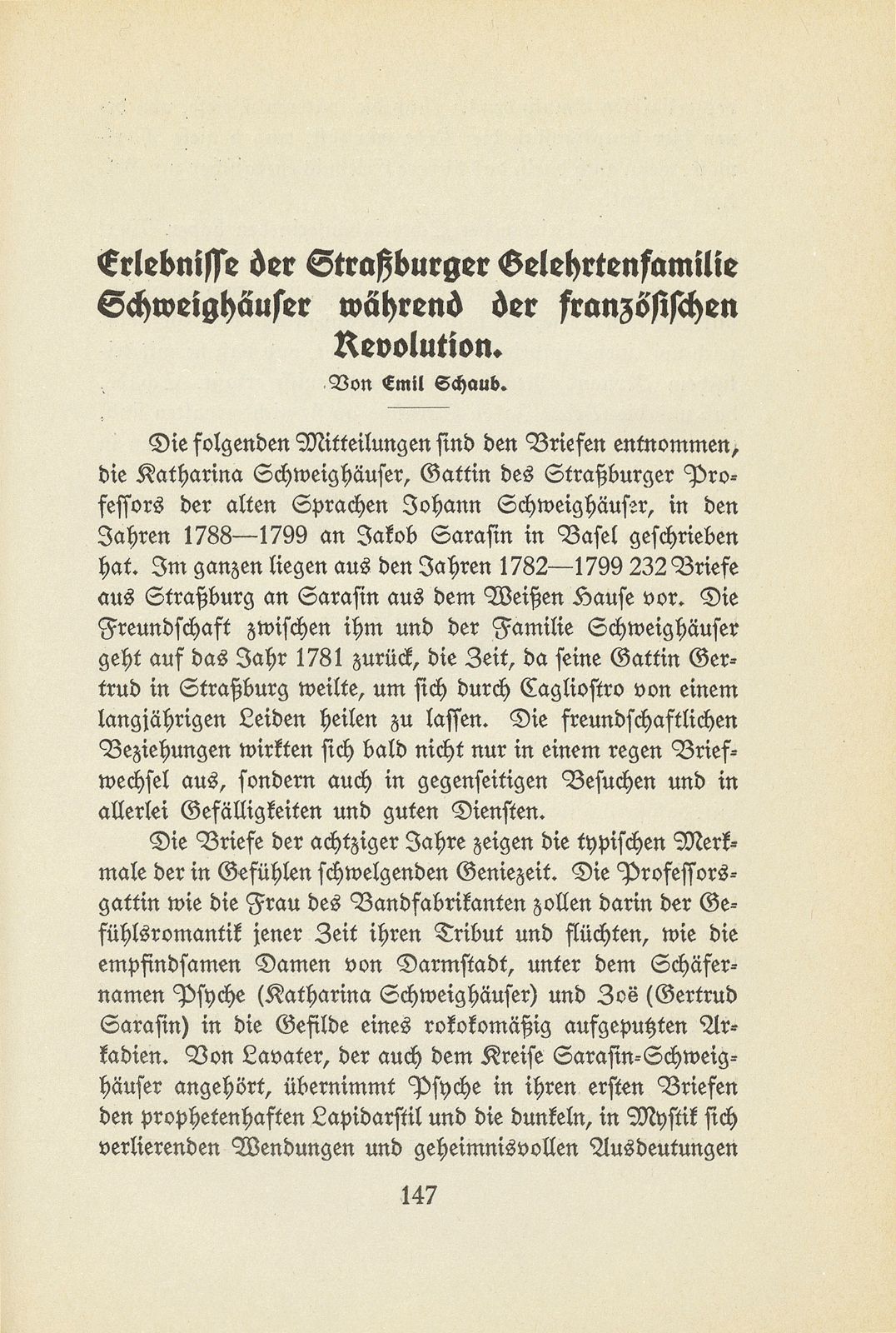 Erlebnisse der Strassburger Gelehrtenfamilie Schweighäuser während der französischen Revolution – Seite 1